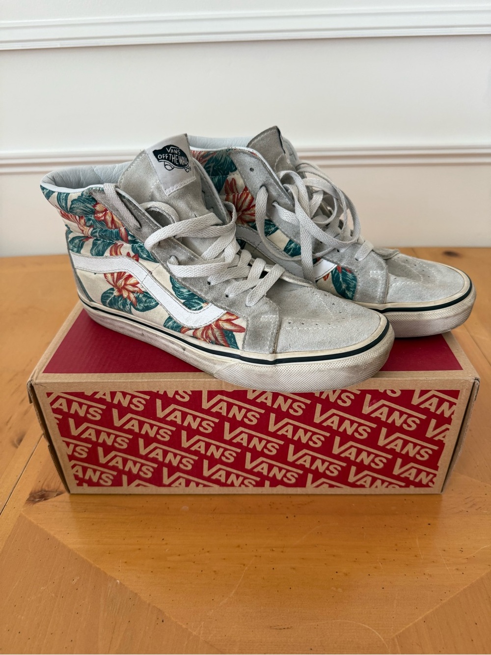 Vans High-Top Sneakers in Silver with Tropical Floral Panels